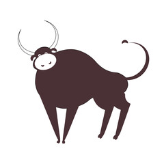 brown bull on a white background