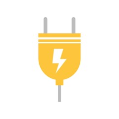 Obraz premium Electric Plug Flat Icon Color Design Vector Template Illustration