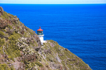 Fototapeta na wymiar Makapuu Point Lighthouse, East Honolulu Coast, Oahu, Hawaii