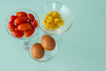 Fresh homemade pasta with pasta ingredients