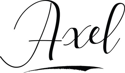 Axel-Male Name Cursive Calligraphy on White Background