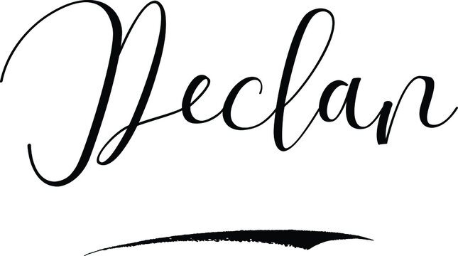 Declan-Male Name Cursive Calligraphy on White Background