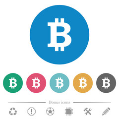 Bitcoin sign flat round icons