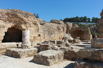 Fototapeta na wymiar The ruins of the baths of Antonius Pius in Carthage