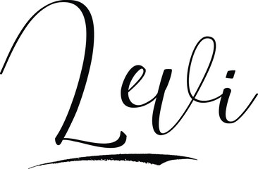  Levi -Male Name Cursive Calligraphy on White Background