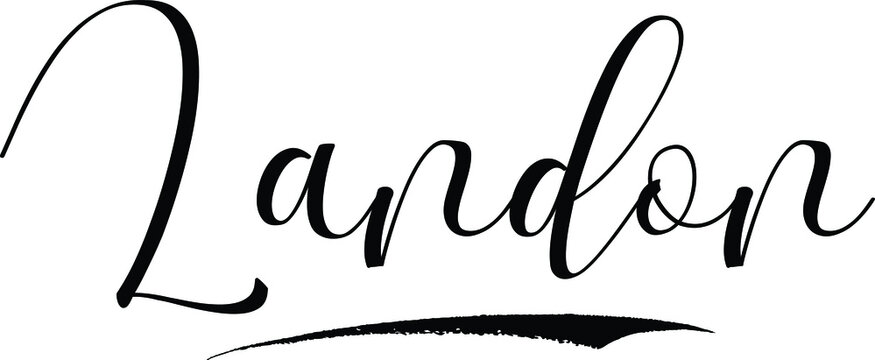  Landon -Male Name Cursive Calligraphy on White Background