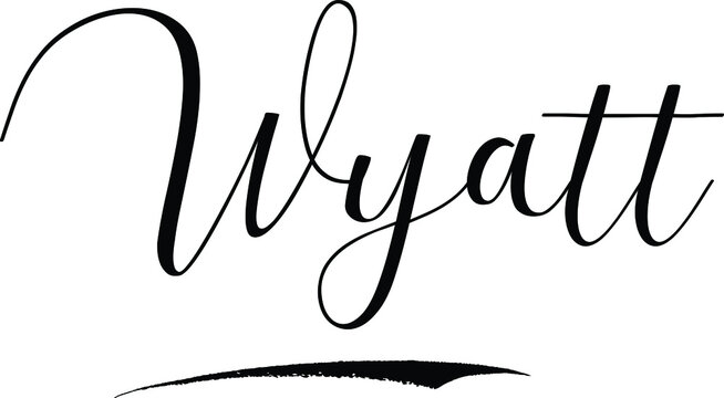 Wyatt -Male Name Cursive Calligraphy on White Background