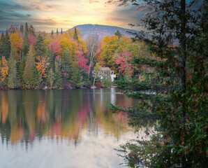 Fall scene in cottage country, Quebec, Canada.