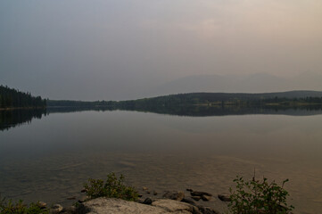 Pyramid Lake during a Smoky Evening