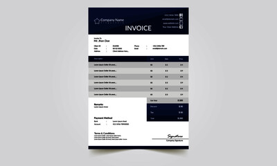 Corporate Professional Sales Invoice with Tax Design Vector Template