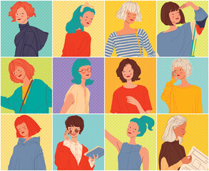 Diverse women faces, women different style