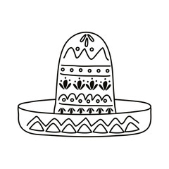 traditional mexican hat line style icon