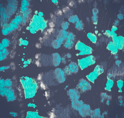 Fototapeta na wymiar Tie Dye Pattern. Blue Batik Print. Water 