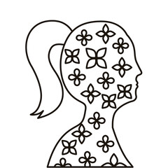 woman profile with flowers pattern