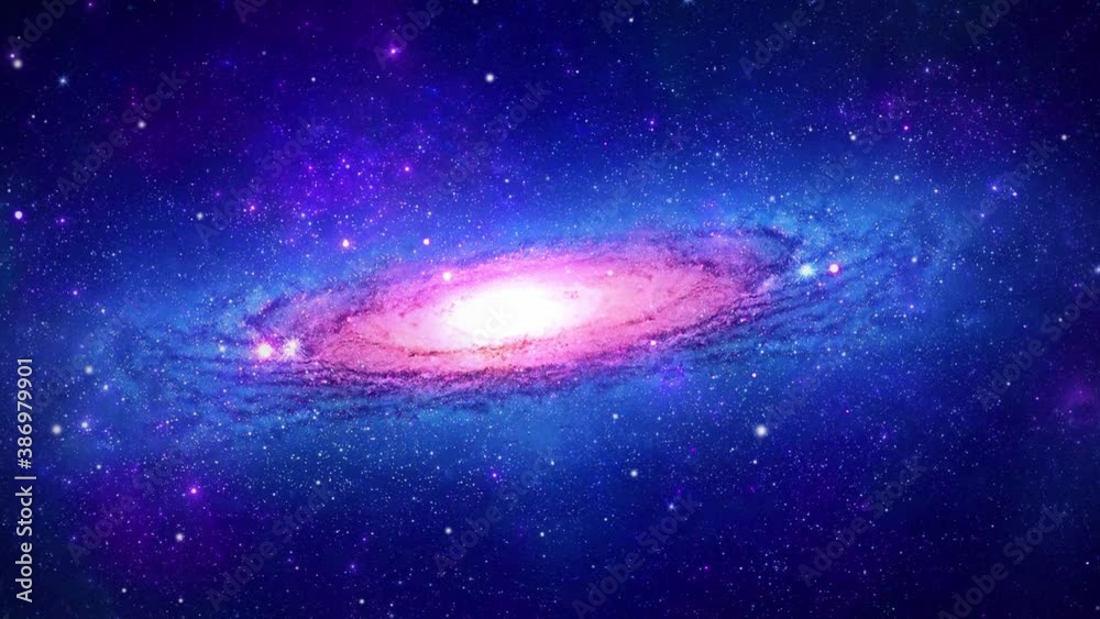 Wall mural abstract journey through spiral galaxy in the universe through the stars loop background. space with