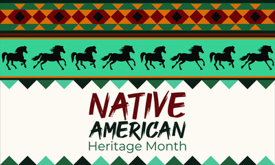 National Native American Heritage Month is an annual designation observed in November. Poster, card, banner, background design. Vector EPS 10.