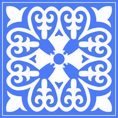Decorative square Pattern, workpiece for your design. Ornamental elements and motifs of Kazakh, Kyrgyz, Uzbek, national Asian decor for tile, pilow, textile and print design. Vector.