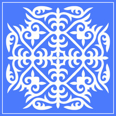 Decorative square Pattern, workpiece for your design. Ornamental elements and motifs of Kazakh, Kyrgyz, Uzbek, national Asian decor for tile, pillow, textile and print design. Vector.