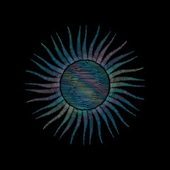 Vector illustration set of moon phases. New style, holographic background, trend shimmer. Different stages of moonlight activity in vintage engraving style.