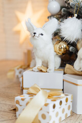 toy and gift under Christmas tree. High quality photo