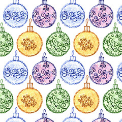 Colorful pattern with Christmas balls.