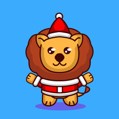 cute lion with Christmas costume