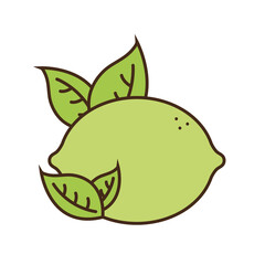 lemon with leaves fruit line and fill style icon vector design