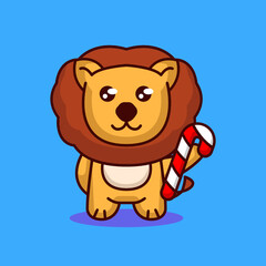 cute lion with Christmas costume