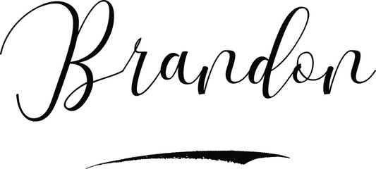 Brandon -Male Name Cursive Calligraphy on White Background