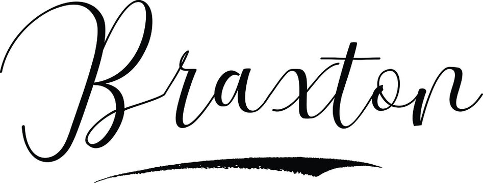 Braxton -Male Name Cursive Calligraphy on White Background