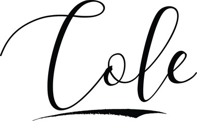 Cole-Male Name Cursive Calligraphy on White Background