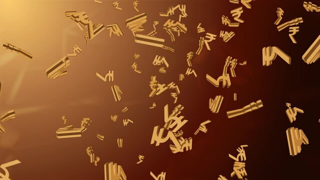 4K 3D Animation of Indian Rupee symbols falling Loop background. Green Screen. Global finance and digital business, Stock Market intros concept. cryptocurrency, money, stock, currency