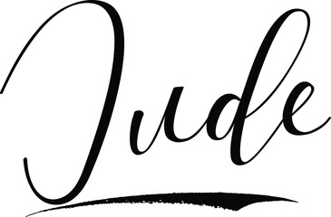 Jude -Male Name Cursive Calligraphy on White Background