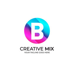 B Alphabet Colorfull Logo Design Concept