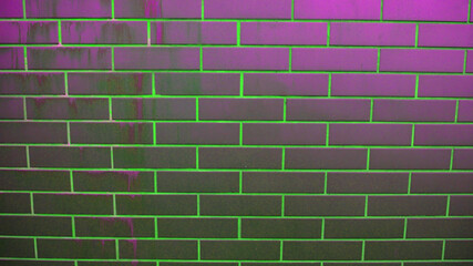 brick wall with purple and green color . brick texture