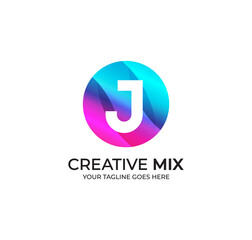 J Alphabet Colorfull Logo Design Concept