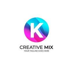 K Alphabet Colorfull Logo Design Concept
