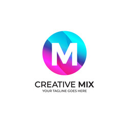 M Alphabet Colorfull Logo Design Concept
