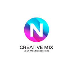 N Alphabet Colorfull Logo Design Concept
