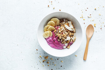 Healthy breakfast with granola and yogurt