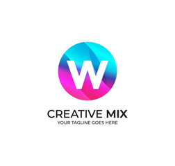 W Alphabet Colorfull Logo Design Concept