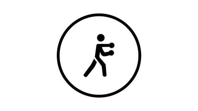 Boxing glyph icon, boxer and punch, animated motion design