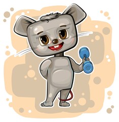 Mouse. Cartoon style. Young cub. Vector. Cute baby.