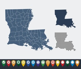 Set maps of Louisiana state