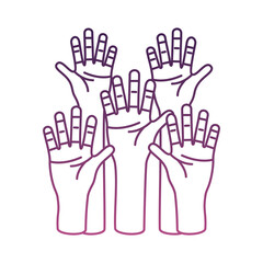 Obraz premium hands humans protesting line style icon