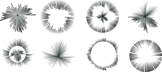 Radial speed Lines in Circle Form for comic books . fireworks Explosion background . Vector Illustration . Starburst
 round Logo . Circular Design element . Abstract Geometric star rays . Sunburst .