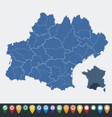 Fototapeta premium Set maps of Occitanie region
