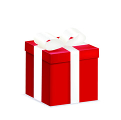 Red gift box with a bow, vector 