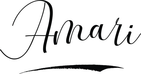  Amari -Male Name Cursive Calligraphy on White Background