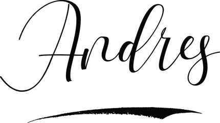 Andres -Male Name Cursive Calligraphy on White Background
